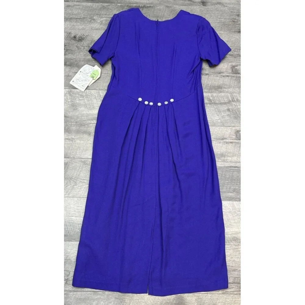 Vintage Betsys Things Dress‎ Womens 10 Purple Long Pleated Modest 90s Retro NEW - Picture 2 of 15